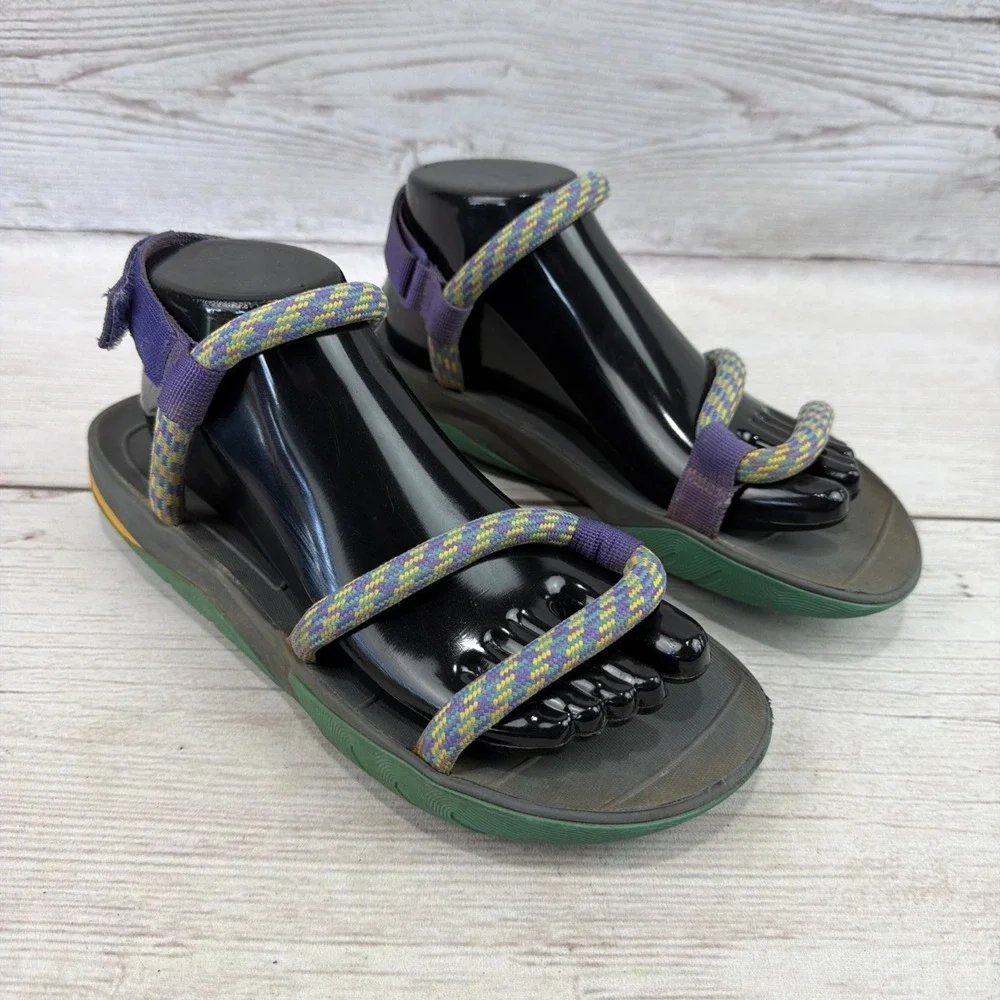 The North Face Women's 8 Skeena Outdoor Rope Sandals Gray Teal Purple Yellow